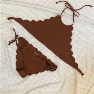 Marysia Swim Brown Scallop Halter Bikini NWOT